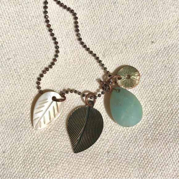 Long AEO necklace Jewelry Accessory Blue Silver tone Boho Bohemian Beach Summer - Picture 2 of 6